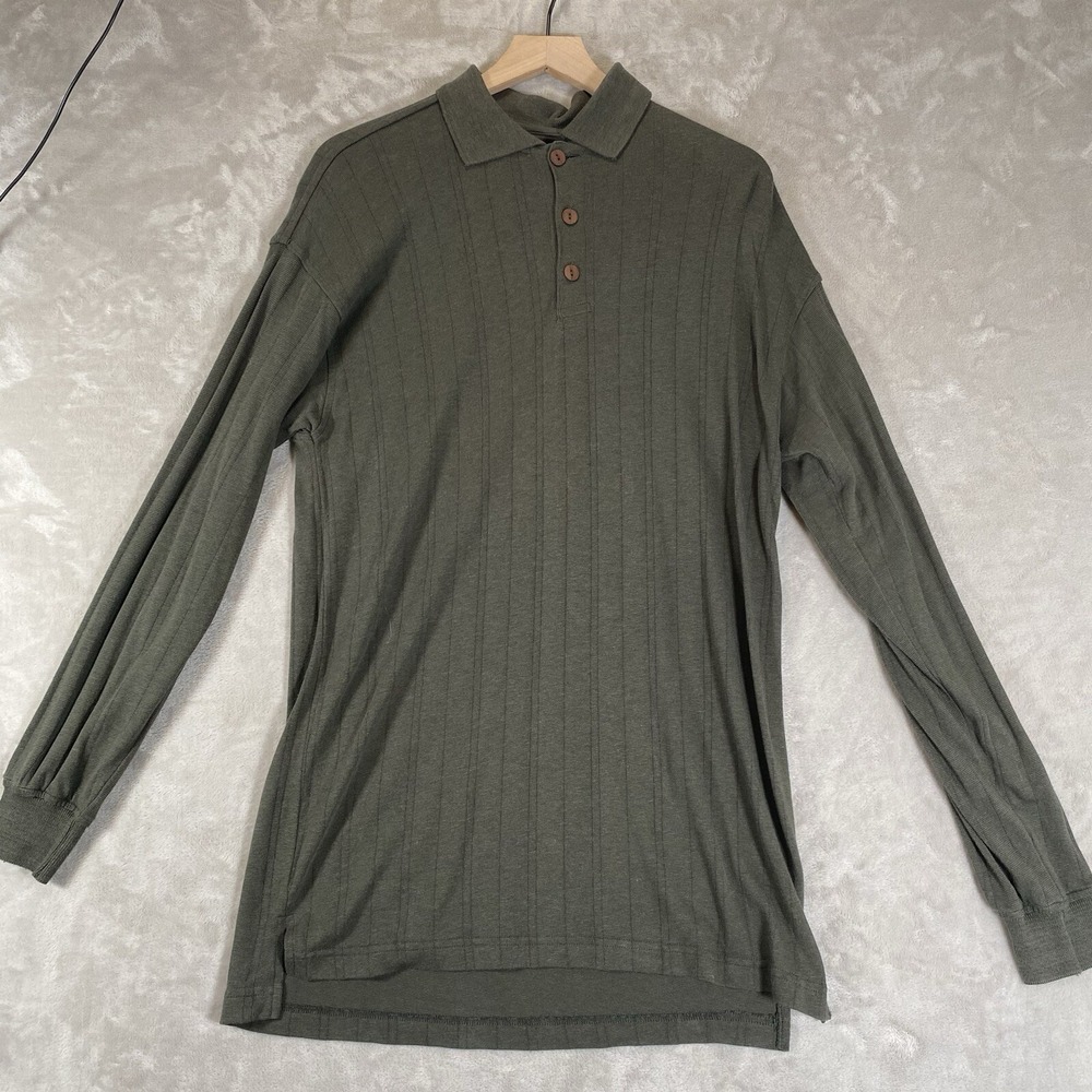 Jhane Barnes Polo Shirt Mens‎ Size Small Green Long Sleeve